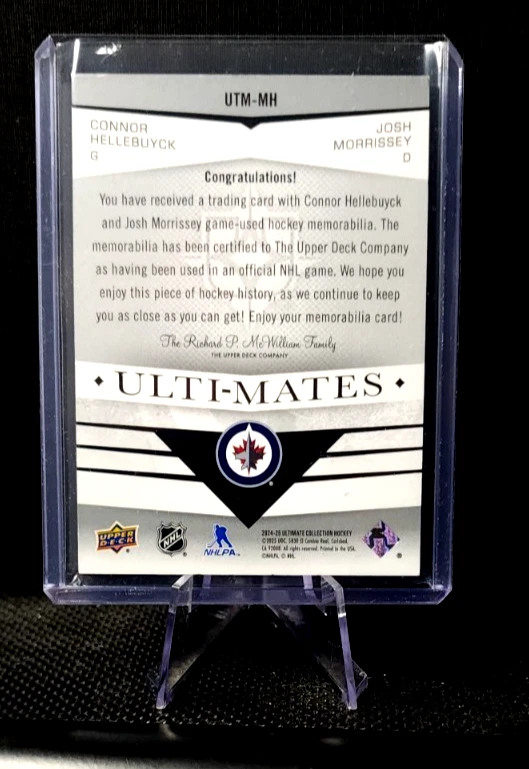 2024-25 UD Ultimate Collection HELLEBUYCK/MORRISSEY Ulti-Mates Jersey Relic Jets - Image 2 of 2