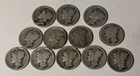 Lot of 12 Mercury Dimes 90% Silver all different dates sold for melt value