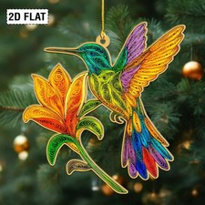 Custom Hummingbird Acrylic Ornament, Paper Quilling Art Design, Colorful Humming