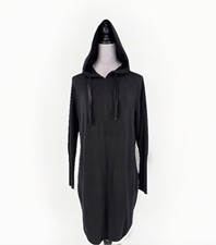 Athleta Dress Womens Medium Black Sweatshirt Stretch Knit Hooded Athleisure