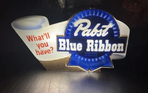 Vintage Pabst Blue Ribbon Beer What’ll You Have? Lighted Register Sign PBR