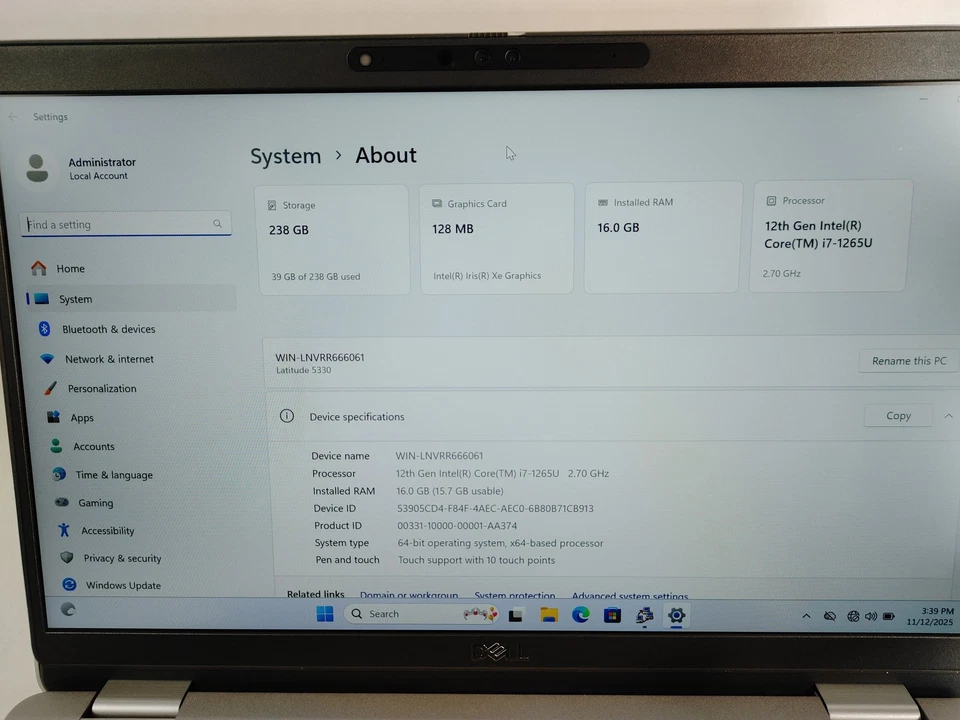 Dell Latitude 5330 Core i7-1265U 1.80 GHZ 16 GB Di 256 GB Nvme Windows 11 - Immagine 2 di 4
