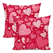 Valentines Pillow Covers 18x18 Inch Set of 18" x 18" Pack of 2 Red Heart