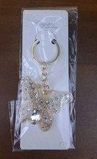 NIP Crystal Collection Reflective Crystal Butterfly Gold Tone Keychain