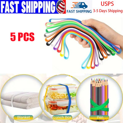New 5 Pieces Towel Bands Beach Chair Towel Clips Bands Silicone Rubber Bands