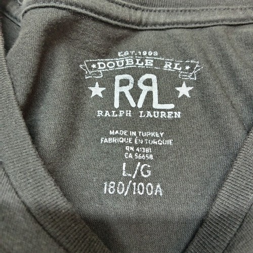 RRL By Ralph Lauren Logo Jersey T-Shirt Faded Black Canvas Mens Large (L) - Picture 5 of 12