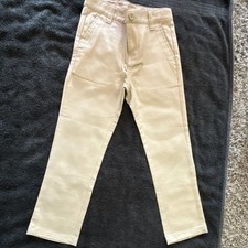 Old Navy Slim Khakis Boys' Pants Beige Cotton Blend Adjustable Waist Pockets