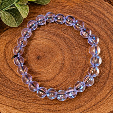 Clear Crystal Round Beaded Stretch Bracelet, No Clasp, Stackable