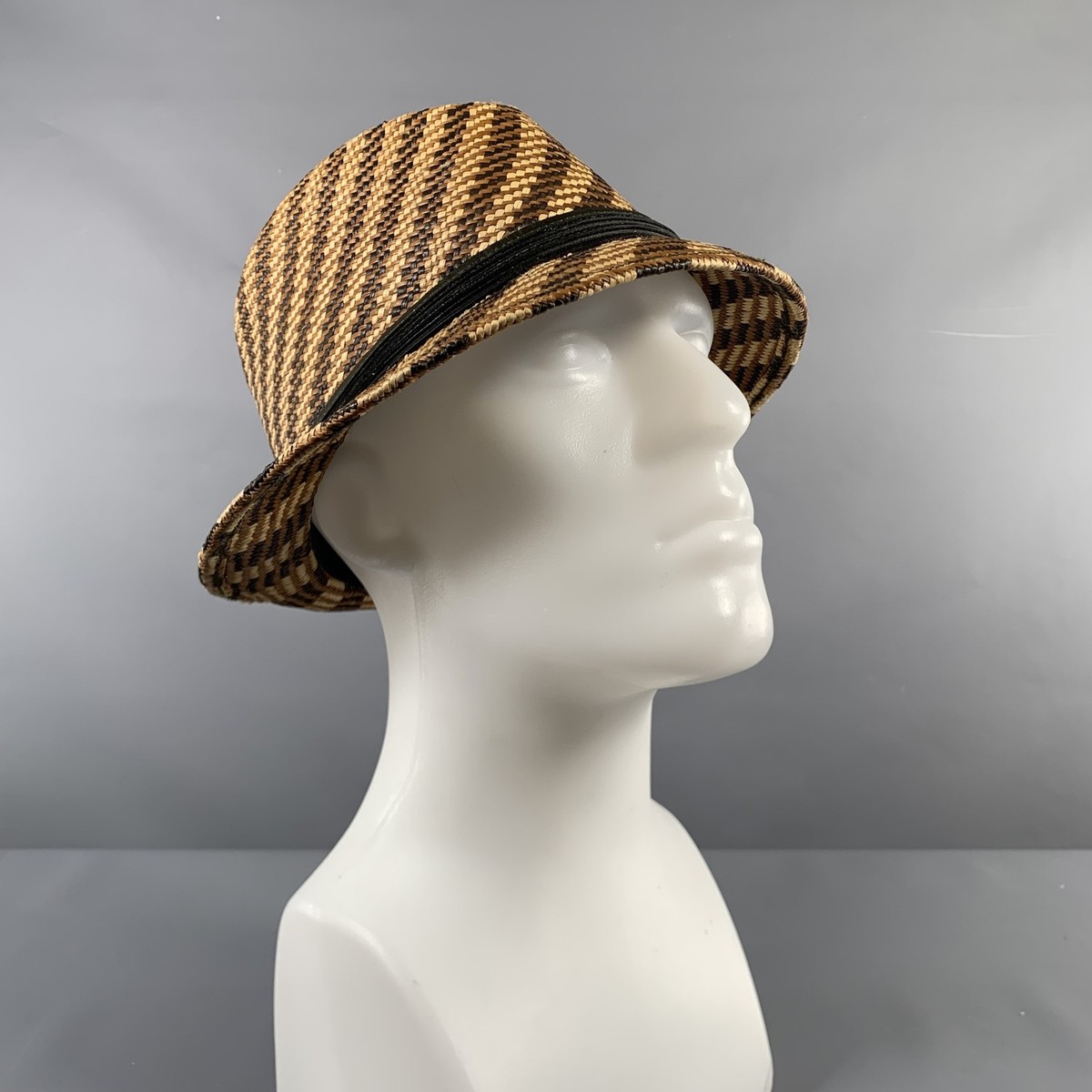 MAKINS Brown Beige Woven Straw Hat
