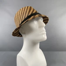 MAKINS Brown Beige Woven Straw Hat
