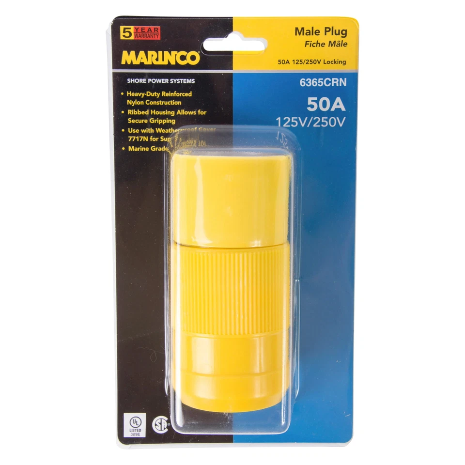 Conector fêmea amarelo Marinco 6364CRN 50 A 125/250 V 3 polos 4 fios - Imagem 2 de 2