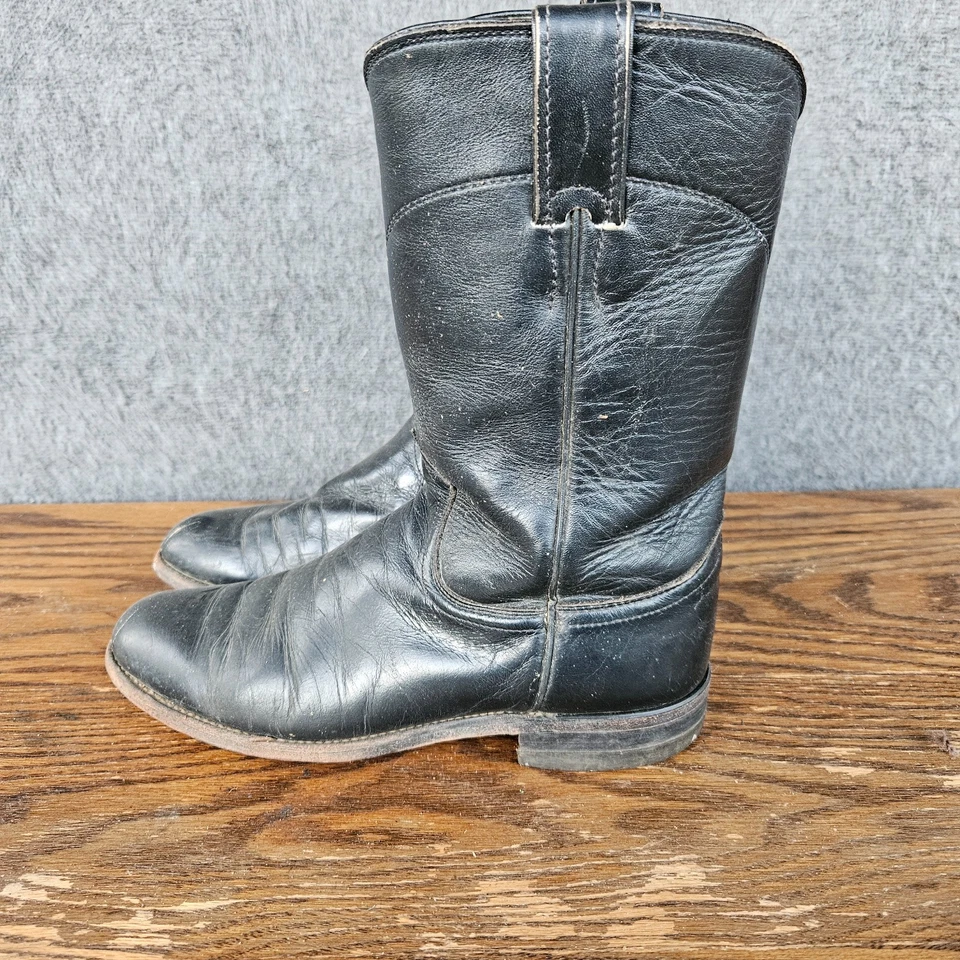 Botas Justin para mujer de cuero negro Roper Western Cowboy L3703 Ranch talla 7 B Foto 2 de 4