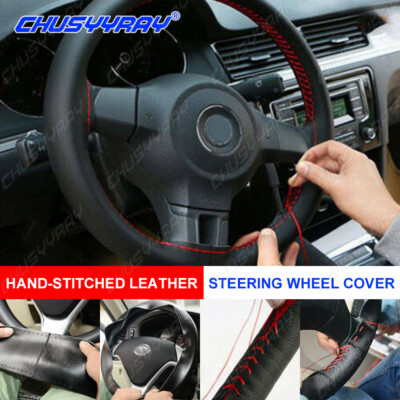 TOYOTA Set Black 15" Diameter Car Auto Steering Wheel Cover Quality Le - Foto 7