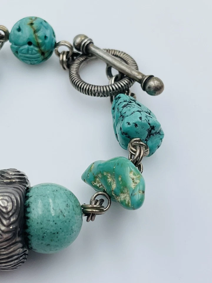 Brazalete grande Stephen Dweck de plata de ley y turquesa azul Foto 4 de 4