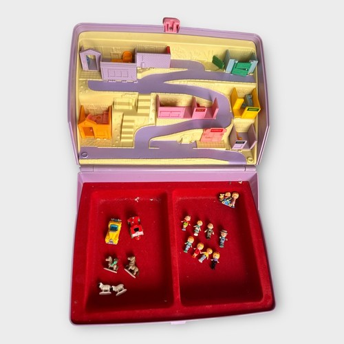 Vintage 1989 Polly Pocket Lavender Jewel Case Play-set With Figures Cars Animals