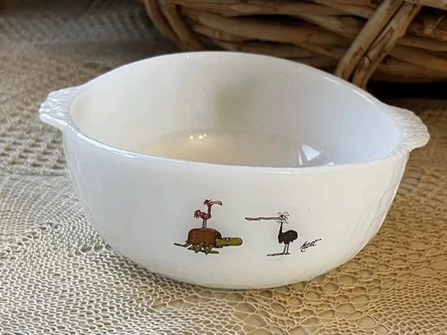 Fire King Anchor Hocking 11oz Grog Bowls Johnny Hart BC Caveman Comic Dino