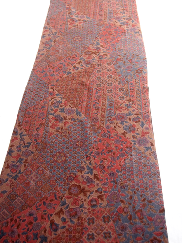Vintage Japanese Kimono Silk Fabric, Red Floral Patchwork Long Panel 36cmx 166cm - Picture 10 of 10