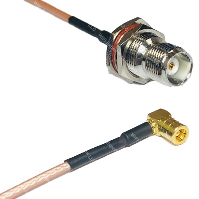 RG316 TNC FEMALE BULKHEAD to SMB FEMALE ANGLE RF Cable Rapid-SHIP LOT