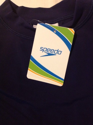 Unisex Youth Speedo Rash Guard Sun Protection Short Sleeve Shirt Blue SM NWT - Picture 3 of 7