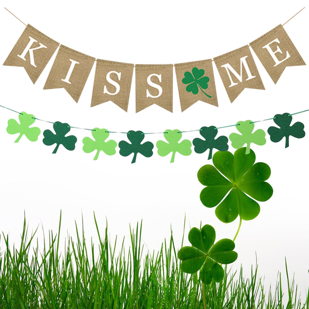 St. Patricks Day Shamrock Garland Irish Party Supplies Four Leaf eBay