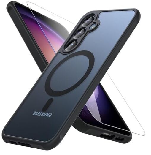 Magnetic Case for Galaxy A14 5G Phone Case with Glass Screen Magsafe A14-Black
