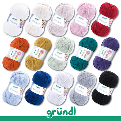 Gründl 5 x 100 g Shetland Stricken Wolle Wintergarn kuschelweich 15 Farben