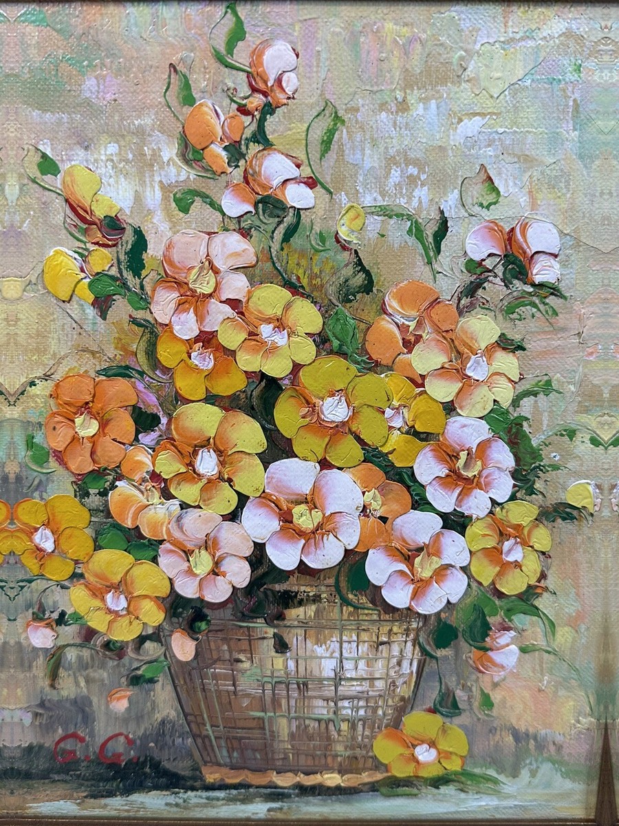Vintage Oil Painting With Signature G.G. Flower Still Life