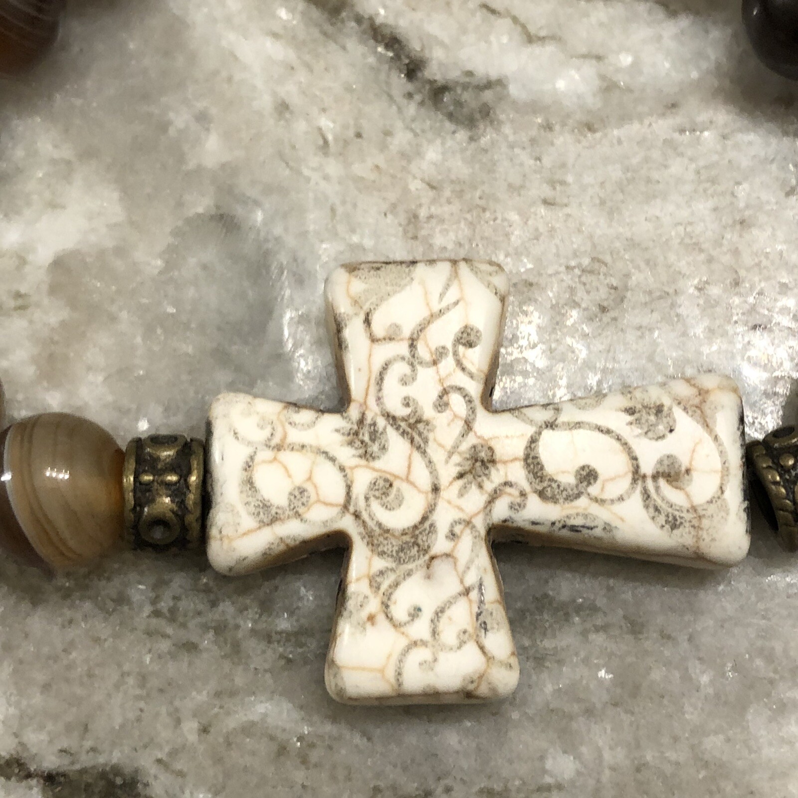 Cross The Path Brown Stone Stretchable Cross Brac… - image 2