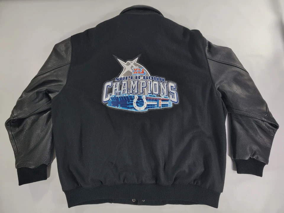 Chaqueta de cuero de lana NFL Indianapolis Colts para hombre talla XL Super Bowl XLI Champions Foto 2 de 4