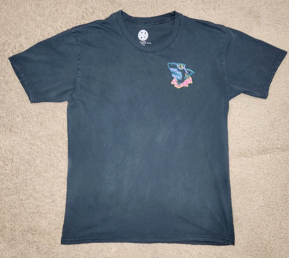 Vintage Maui & Sons 1980 Aloha Daze Sharkman T-Shirt Size XL Faded Black Gray - Image 4 of 4