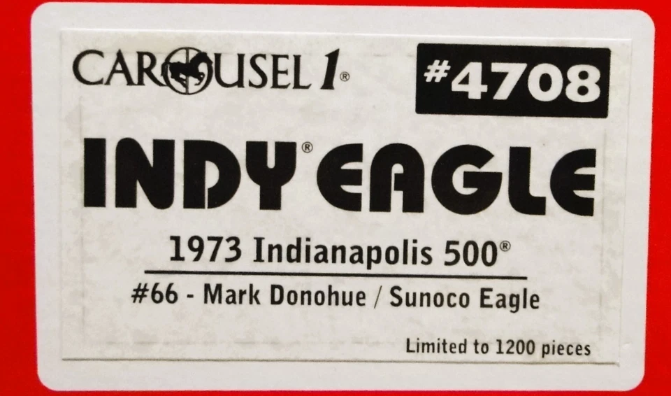 Carrusel 1 18 Indy Indianápolis 500 Sunoco Eagle #4708 #66 Mark Donohue dañado Foto 2 de 4