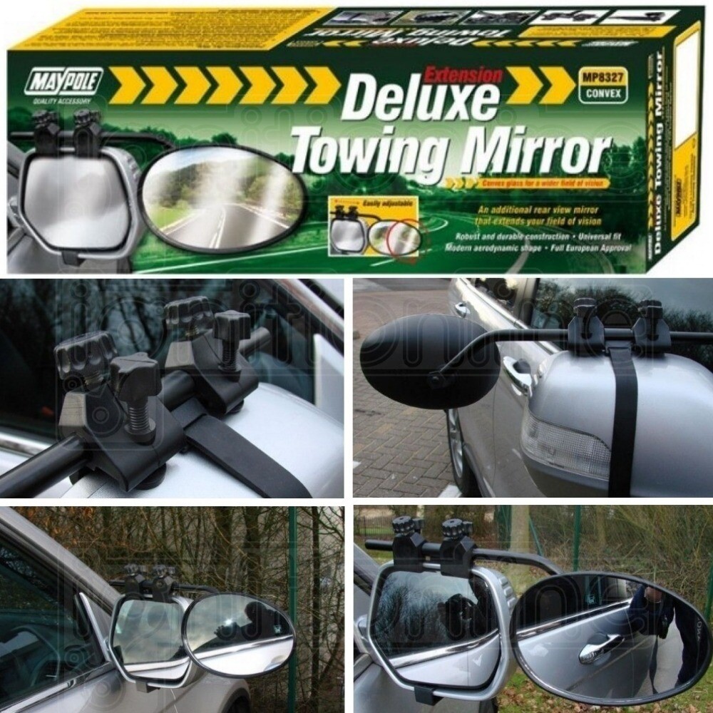 2 x Maypole Extension Deluxe Towing Mirror Convex Glass Towing Car Caravan Moto