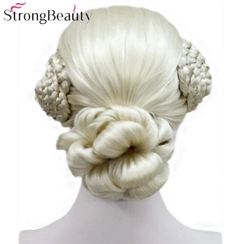 Pelucas sintéticas Braid Updo Bun Peluca rubia y negra Juegos con disfraces Cabello Mujeres Cabello Foto 4 de 4