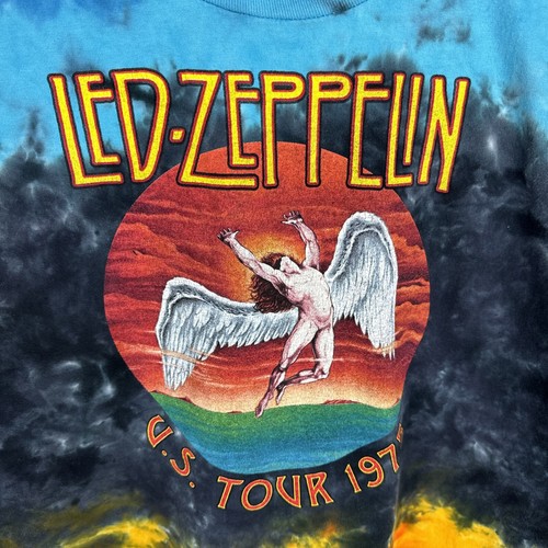 Camiseta De Colección Azul Líquido Tie-dye Led Zeppelin Para Hombre 3XL Y2K Gira por Estados Unidos 1975 - Imagen 7 de 16