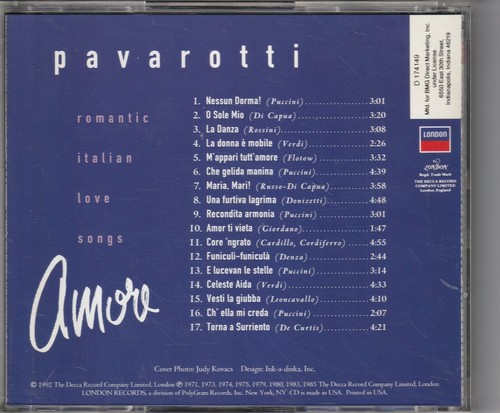 Amore: Romantic Italian Love Songs (CD, 1985 )NM - Picture 3 of 3