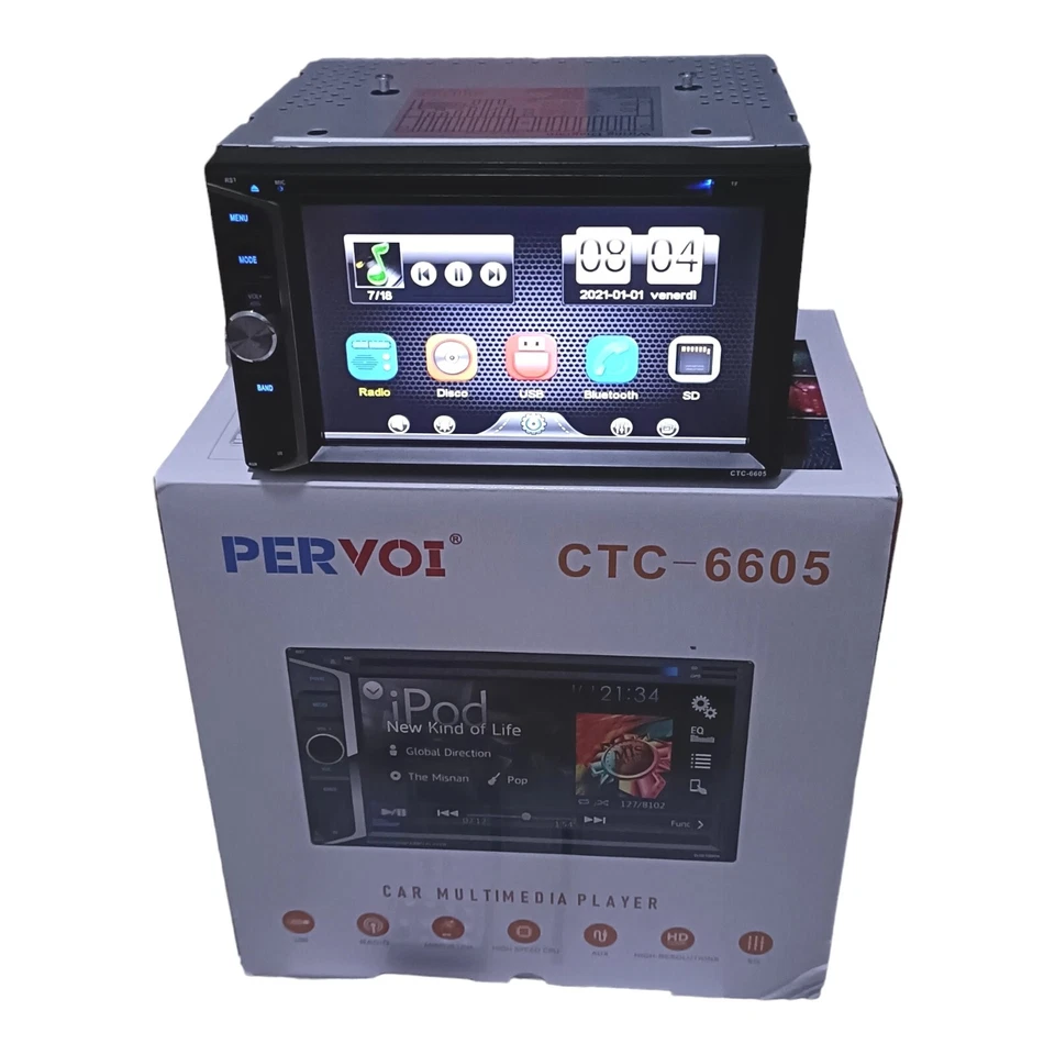 Autoradio 7 " 2 DIN DVD CD 1080p Video lettore Bluetooth Touch Screen Radio - Immagine 2 di 4