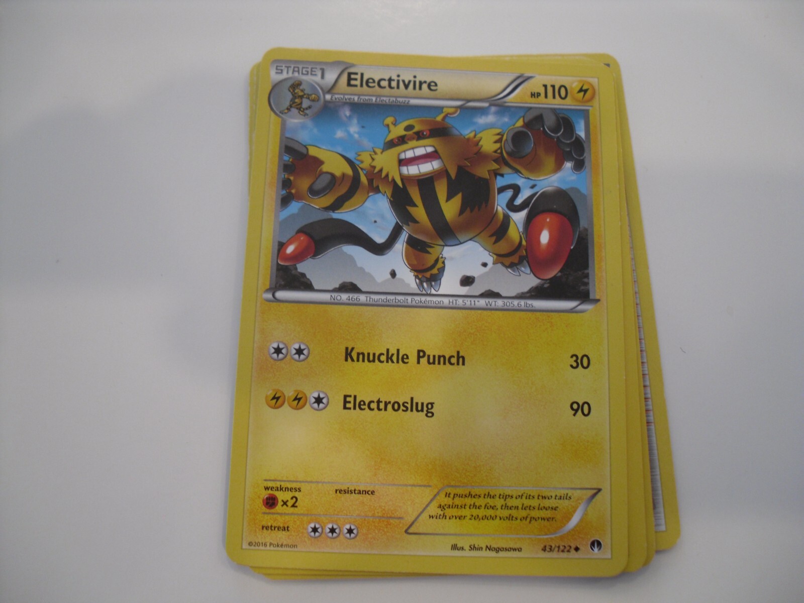 2016 POKEMON ELECTIVIRE 43/122 CARD SHOWN      BB