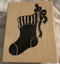 Rubber Stampede Christmas Bow Stocking Rubber Stamp