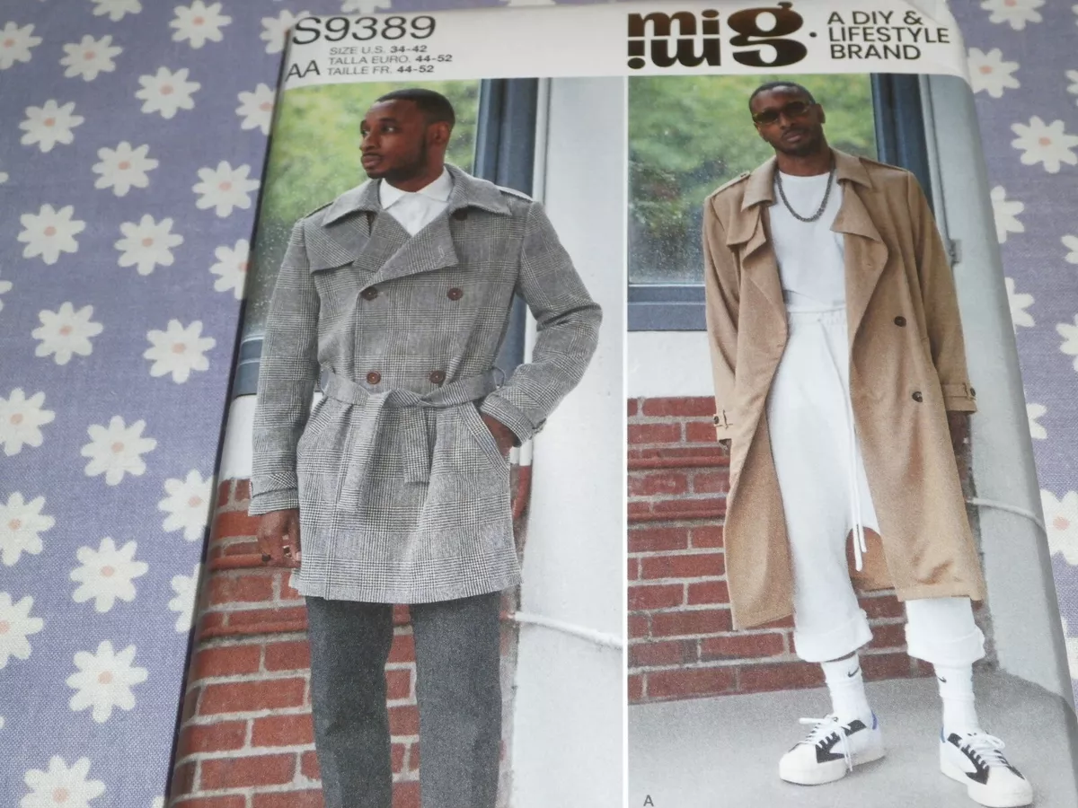 S9389, Simplicity Sewing Pattern Men's Trench Coat in Two Lengths