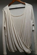 Gorgeous SONOMA Cream RAYON Blend Women Size XL Long Sleeve Ribbed Top