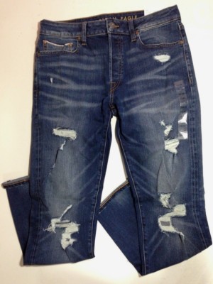 NWT American Eagle Outfitters Men's Flex Slim Selvedge Destroy Jean【31 x 32】D510