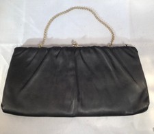 Vintage HL Harry Levine Back Satin Evening Purse, Clutch, Made in USA