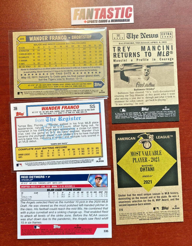 2022 Topps Archives Baseball SP YOU PICK ##301-380 Scoop, MVP, Draft Picks Deput - Image 2 of 4