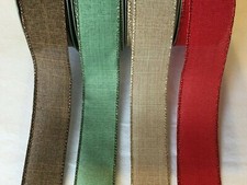 5 yds WOVEN METALLIC WIRE EDGE RIBBON 1 1/2" w choice of 4 colors