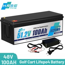 48V 100Ah LiFePO4 Lithium Golf Cart Battery 200A BMS Deep Cycle with US Charge