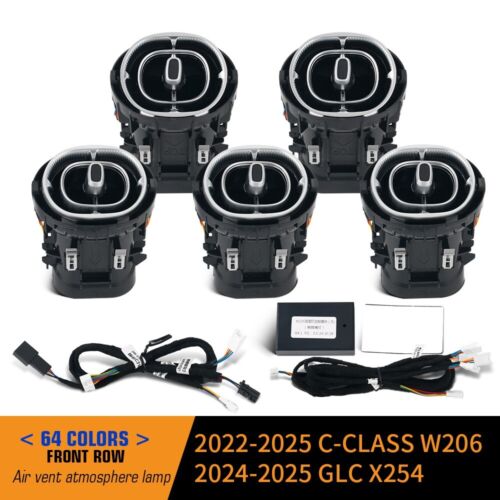 64 Color Front Air Vent LED Ambient Light For Mercedes Benz C W206 GLC X254 5PCS