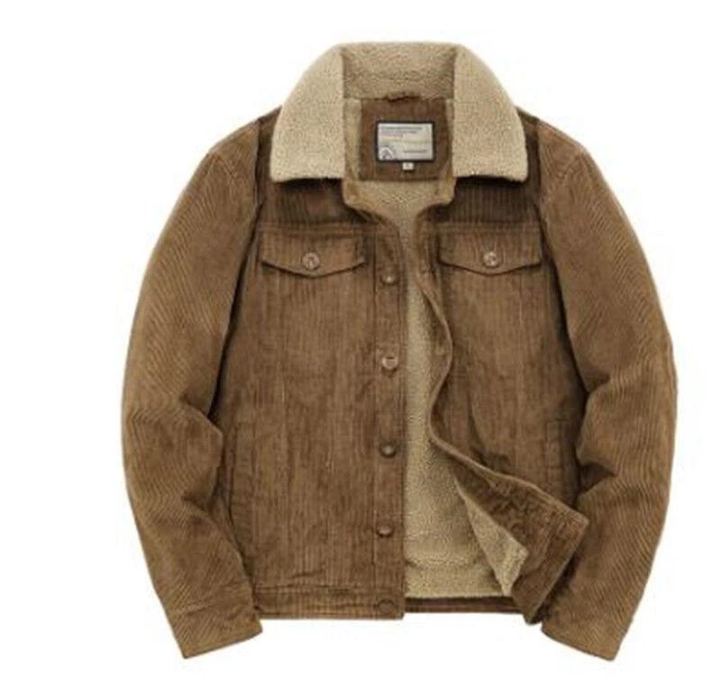 Mens fur top lined corduroy jacket
