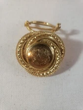 Vintage Gold Tone Metal Monogram Brooch/scarf Clip