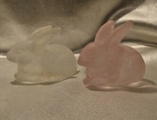 Pair Garden Ridge Glass Bunny Rabbit Figurines Cute for Easter