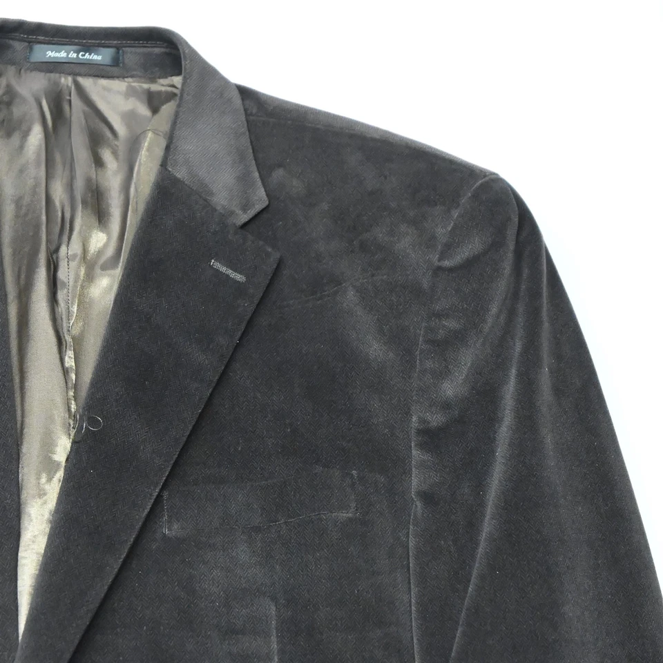 Chaps Ralph Lauren 44L Brown Herringbone Velvet Blazer Suit Jacket Sport Coat - Image 2 of 4